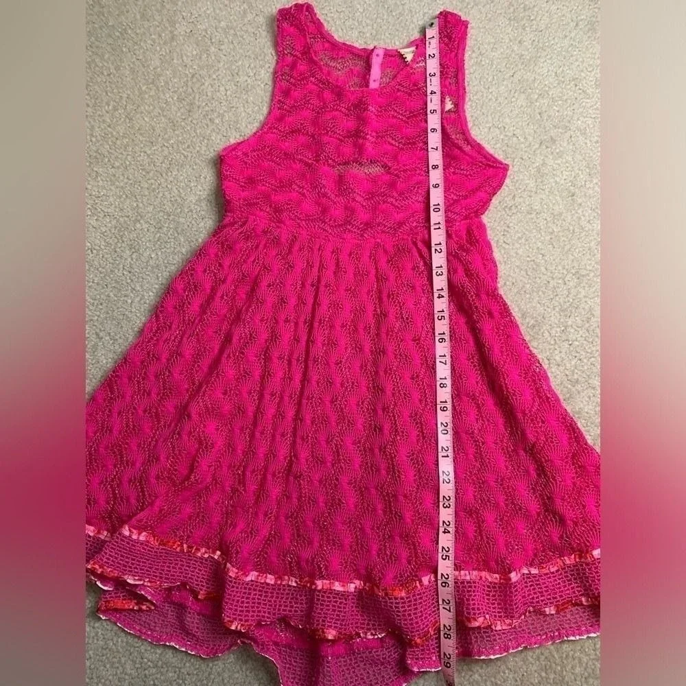 Free People New Romantics Hot Pink Madam Butterfly Crochet Top‎ Women Size XS